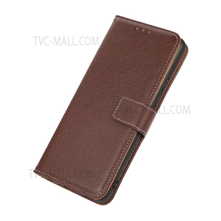Litchi Texture Stand Wallet Magnetic Clasp Shockproof Protective PU Leather Phone Cover for Xiaomi Redmi Note 11 Pro/Note 11 Pro+ - Brown-8