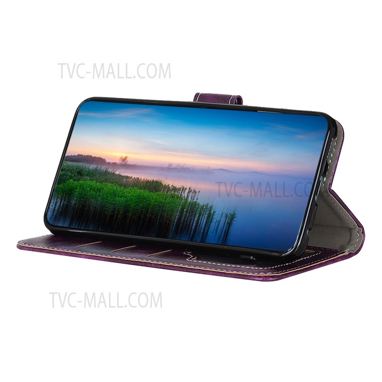 Retro Style Crazy Horse Texture Foldable Stand Leather Phone Wallet Case for Xiaomi Redmi Note 11 Pro/Note 11 Pro+ - Purple-5