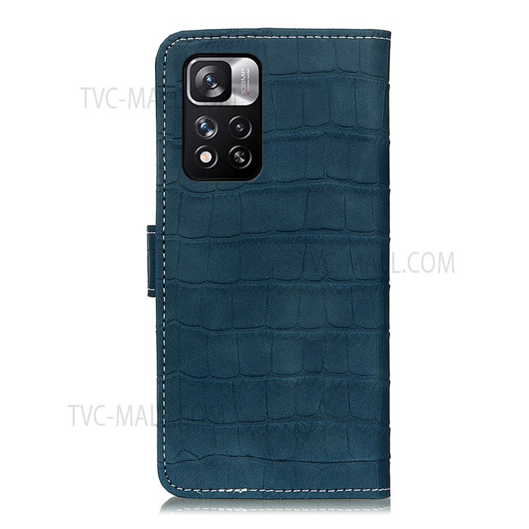 Stand Wallet Crocodile Texture Leather Phone Case Protector with Magnetic Clasp Closure for Xiaomi Redmi Note 11 Pro/Note 11 Pro+ - Green-3