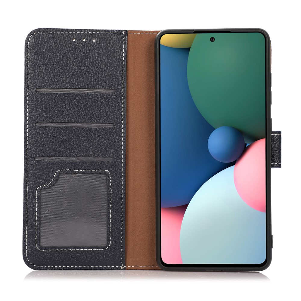 Litchi Texture Shockproof Drop-resistant Leather Phone Cover Stand Wallet Case Shell for Xiaomi Redmi Note 11 - Blue-4