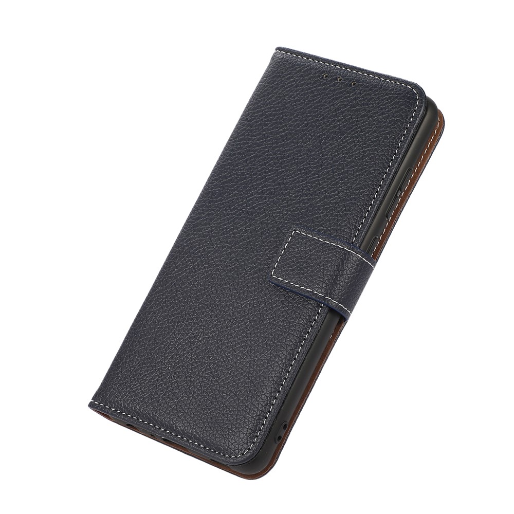 Litchi Texture Shockproof Drop-resistant Leather Phone Cover Stand Wallet Case Shell for Xiaomi Redmi Note 11 - Blue-8