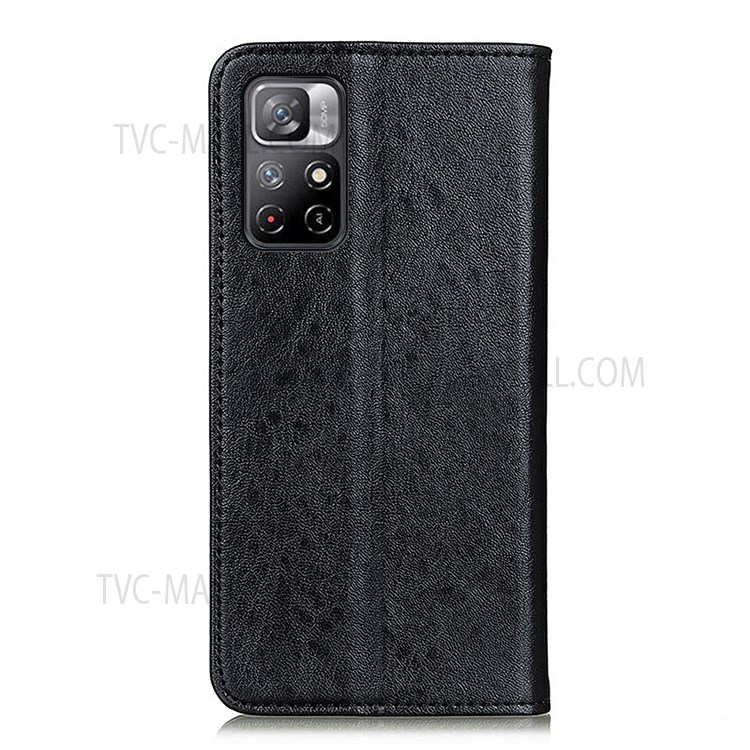 Crazy Horse Texture Magnetic Auto-absorbed Leather Wallet Stand Case Phone Protector for Xiaomi Redmi Note 11 - Black-3