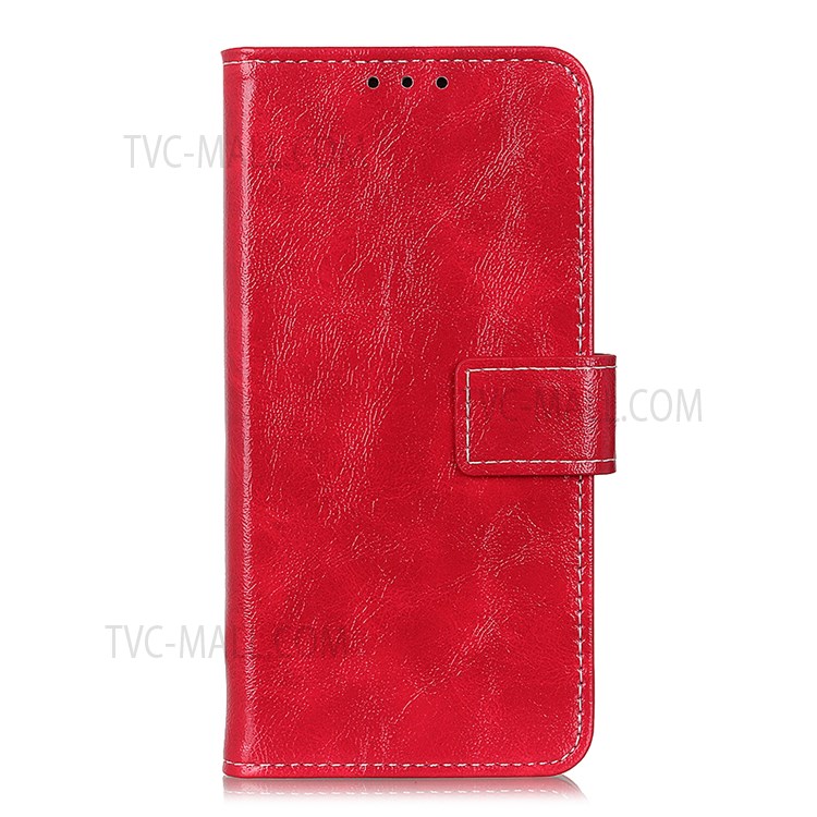 Drop and Shock Protection Vintage Style Crazy Horse Texture PU Leather Wallet Stand Flip Phone Shell Case for Xiaomi Redmi Note 11 - Red-2