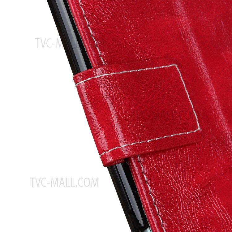 Drop and Shock Protection Vintage Style Crazy Horse Texture PU Leather Wallet Stand Flip Phone Shell Case for Xiaomi Redmi Note 11 - Red-6
