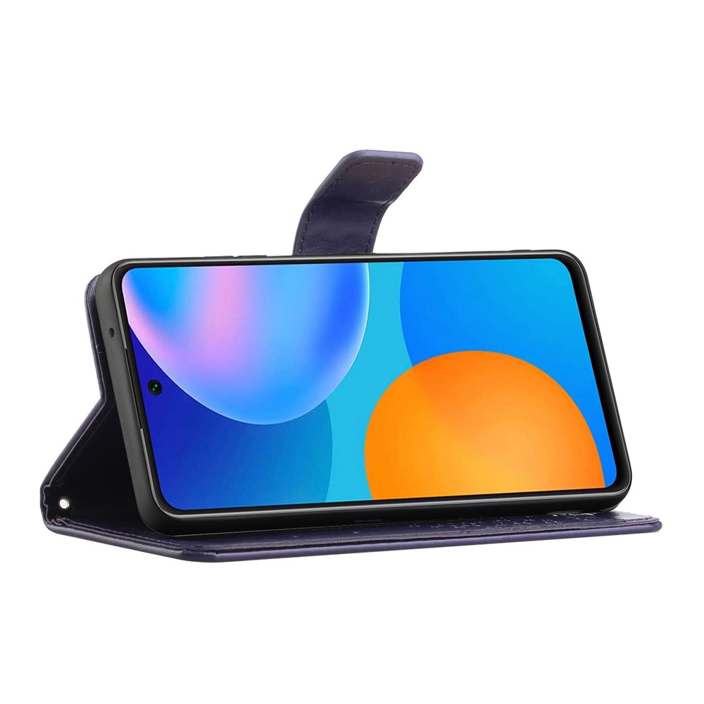 Folio Flip Owl Tree Imprint Well-Protected Anti-Drop Stylish Leather Wallet Phone Case Shell with Stand for Xiaomi Redmi Note 11 - Dark Purple-5