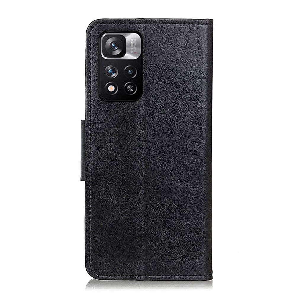 Crazy Horse Texture PU Leather Cover Stand Flip Magnetic Closure Wallet Phone Case for Xiaomi Redmi Note 11 Pro / Note 11 Pro+ - Black-3