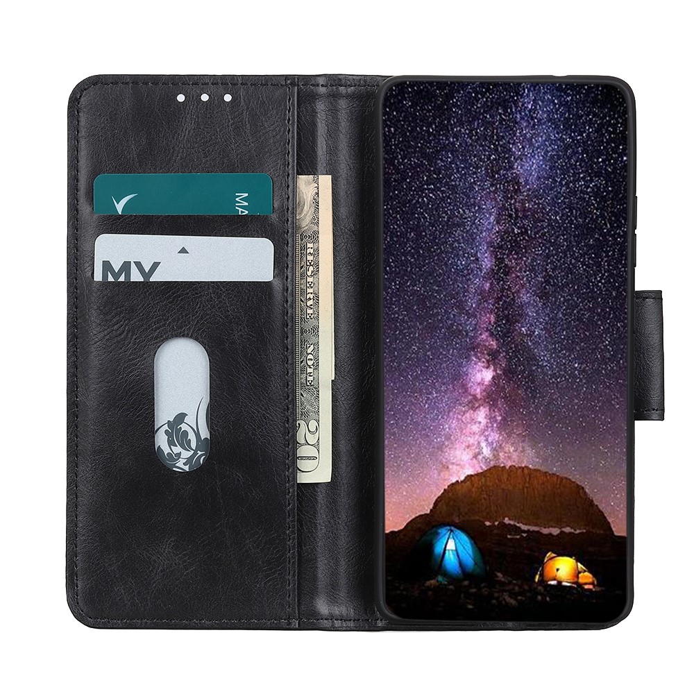 Crazy Horse Texture PU Leather Cover Stand Flip Magnetic Closure Wallet Phone Case for Xiaomi Redmi Note 11 Pro / Note 11 Pro+ - Black-5