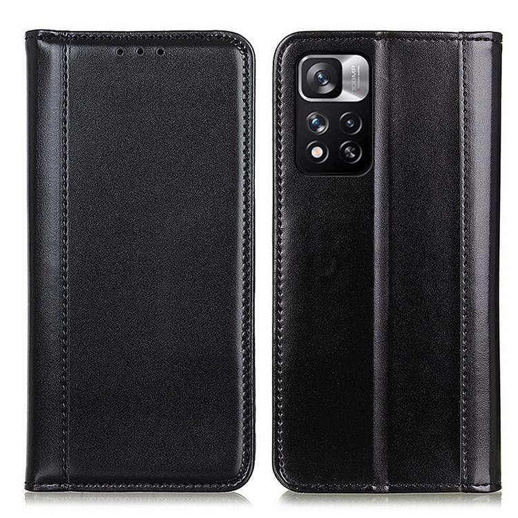 Magnetic Auto Closure Split Leather Case Wallet Stand Shockproof TPU Inner Shell Phone Cover for Xiaomi Redmi Note 11 Pro / Note 11 Pro+ - Black-1