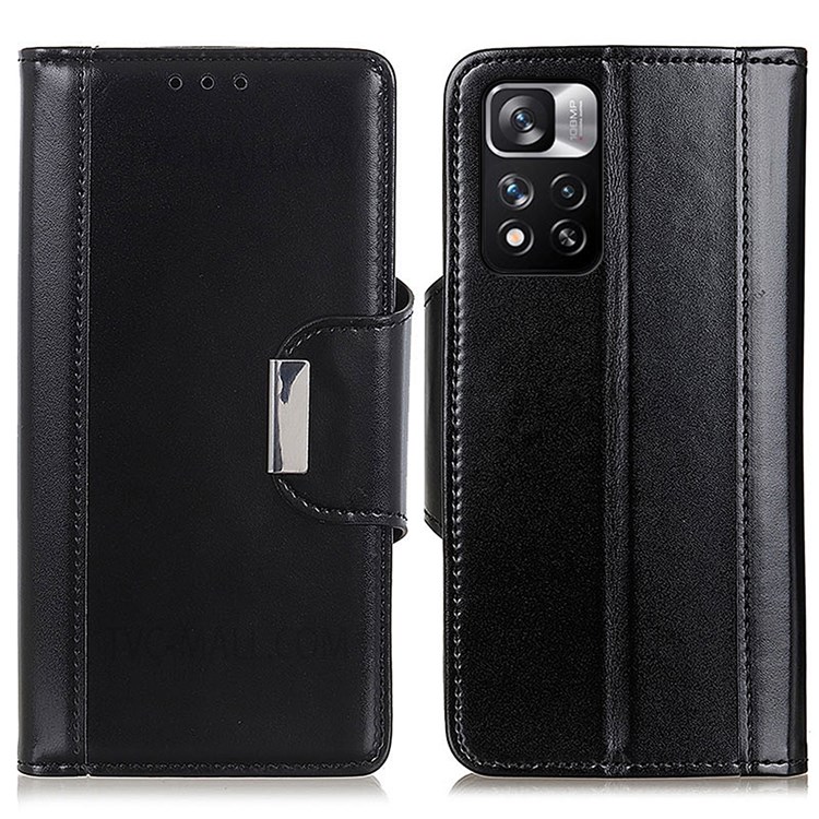 Wallet Design PU Leather Attached TPU Inner Magnetic Closure Flip Stand Phone Cover for Xiaomi Redmi Note 11 Pro / Note 11 Pro+ - Black-1