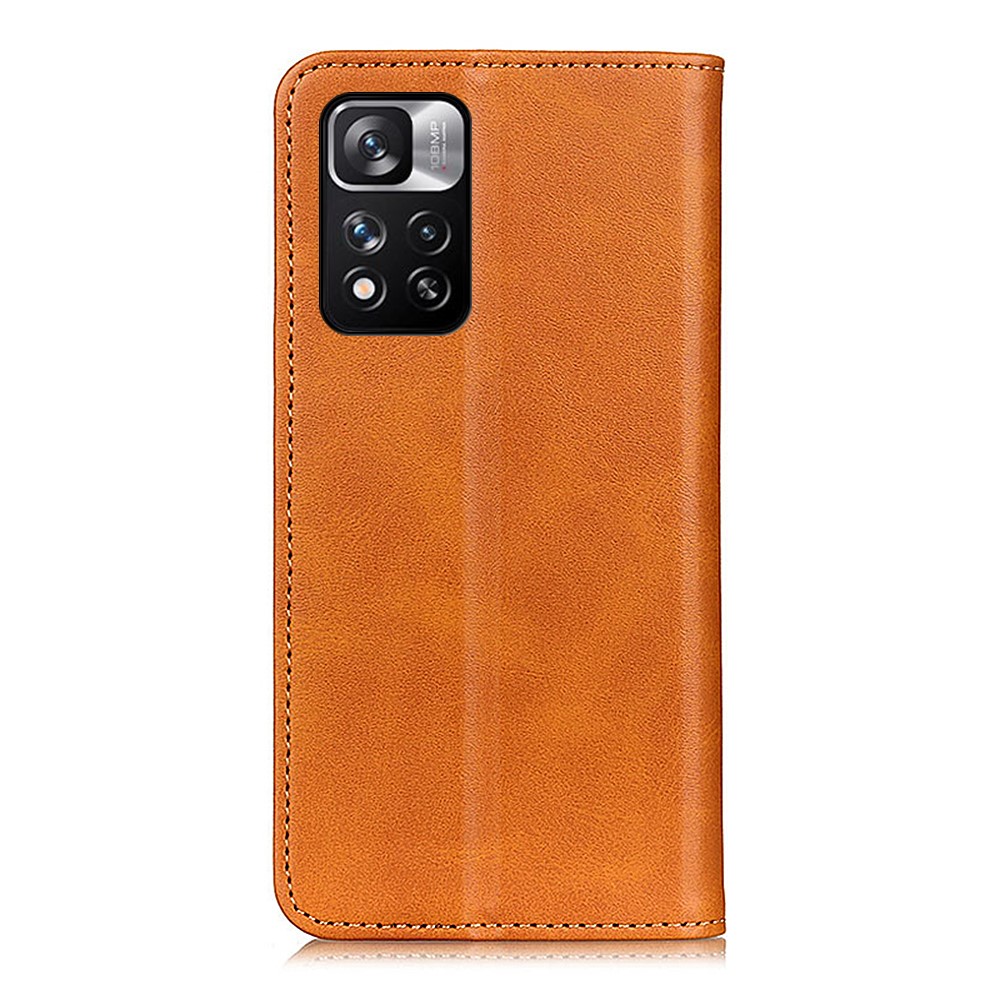 Magnetic Auto-absorbed Split Leather Cover + TPU Inner Case Wallet Stand Protective Cover Shell for Xiaomi Redmi Note 11 Pro+ / Redmi Note 11 Pro - Brown-3
