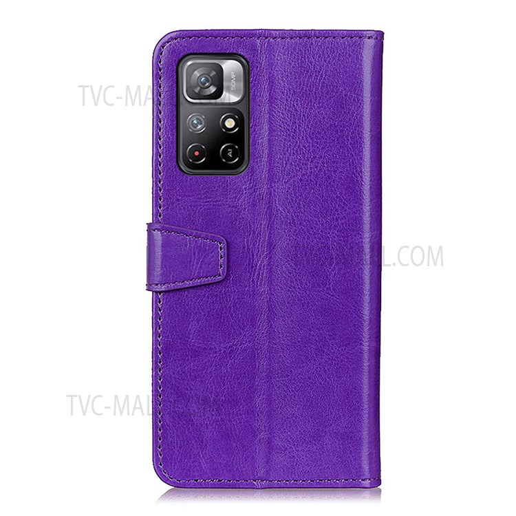 Stylish Full Protection Stand Feature PU Leather Wallet Flip Protective Phone Case for Xiaomi Redmi Note 11 / Poco M4 Pro 5G - Purple-3