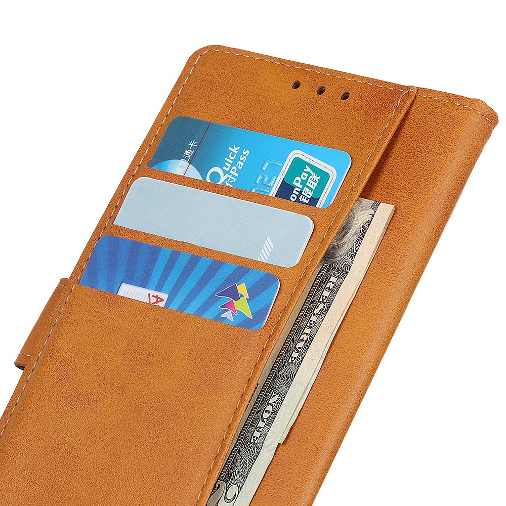 Well-Protected Magnetic Closure PU Leather + TPU Wallet Design Anti-Fall Flip Phone Cover with Stand for Xiaomi Redmi Note 11 - Brown-6