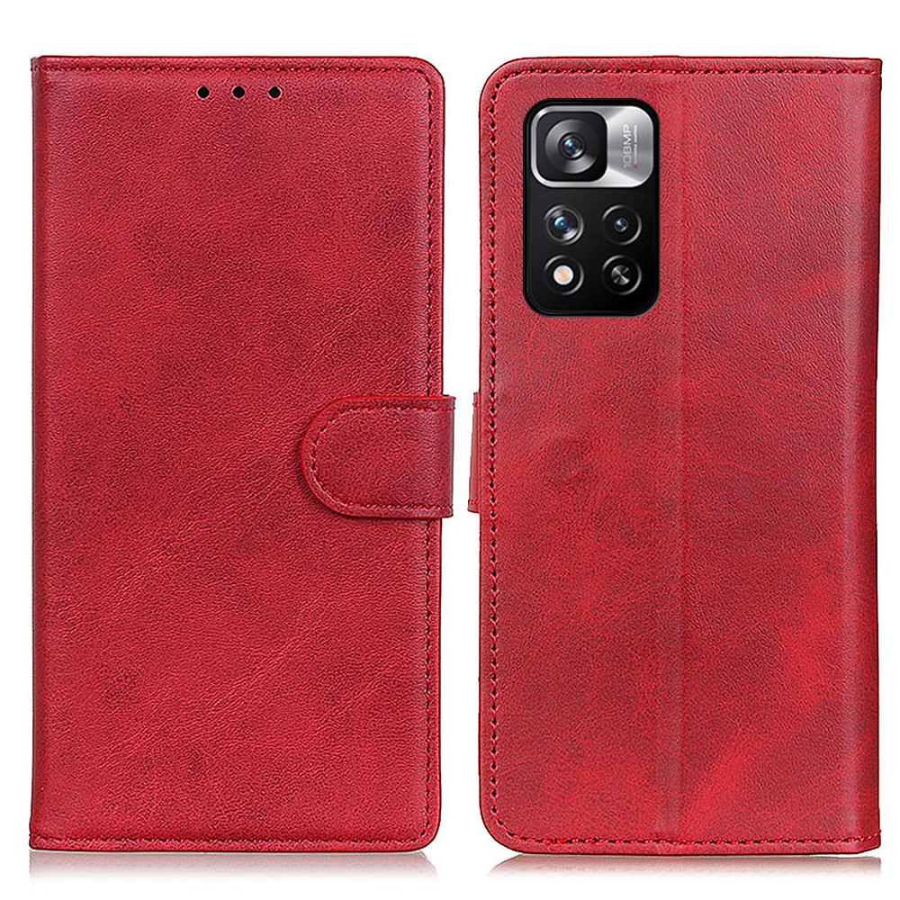 All-round Protection PU Leather + TPU Wallet Book Design Magnetic Flip Folio Phone Case with Stand for Xiaomi Redmi Note 11 Pro/Note 11 Pro+ - Red-1
