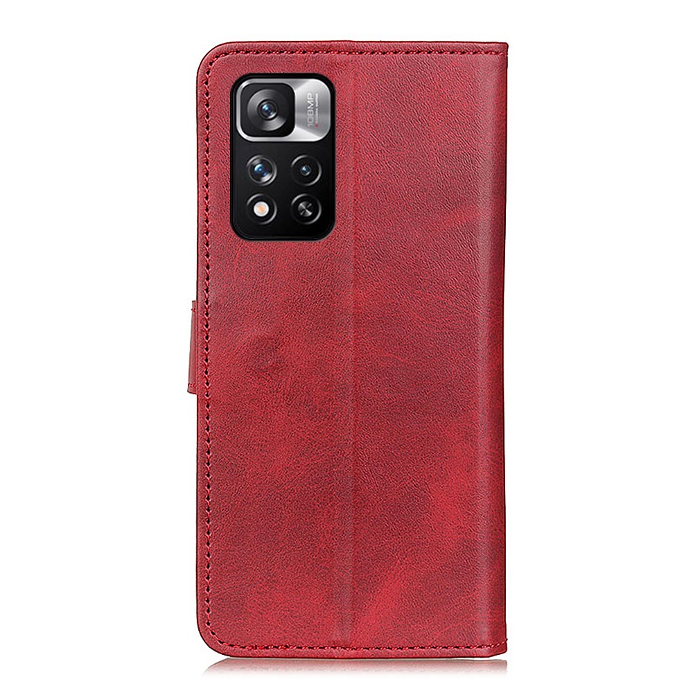 All-round Protection PU Leather + TPU Wallet Book Design Magnetic Flip Folio Phone Case with Stand for Xiaomi Redmi Note 11 Pro/Note 11 Pro+ - Red-3