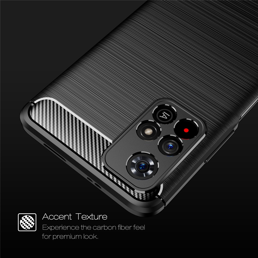 Carbon Fiber Brushed Style Soft TPU Slim Shockproof Back Cover Case for Xiaomi Redmi Note 11 / Poco M4 Pro 5G - Black-3