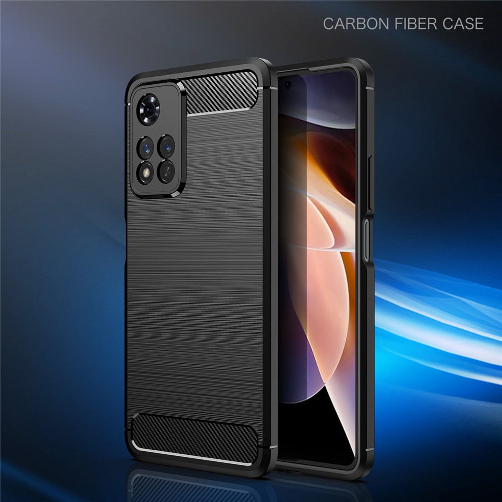 Carbon Fiber Brushed Style Soft TPU Slim Light Anti-slip Scratch-resistant Back Cover Shell for Xiaomi Redmi Note 11 Pro/Note 11 Pro+ - Black-2
