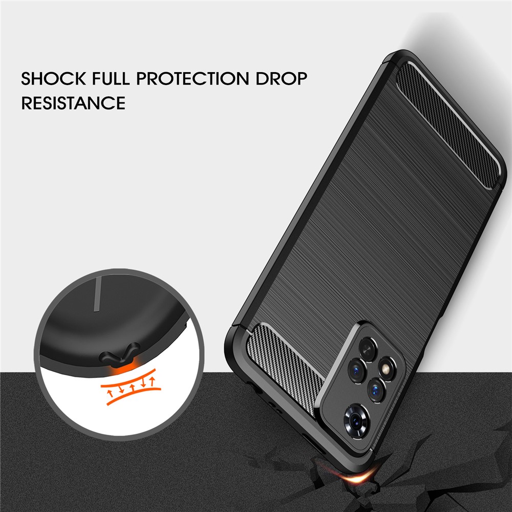 Carbon Fiber Brushed Style Soft TPU Slim Light Anti-slip Scratch-resistant Back Cover Shell for Xiaomi Redmi Note 11 Pro/Note 11 Pro+ - Black-5