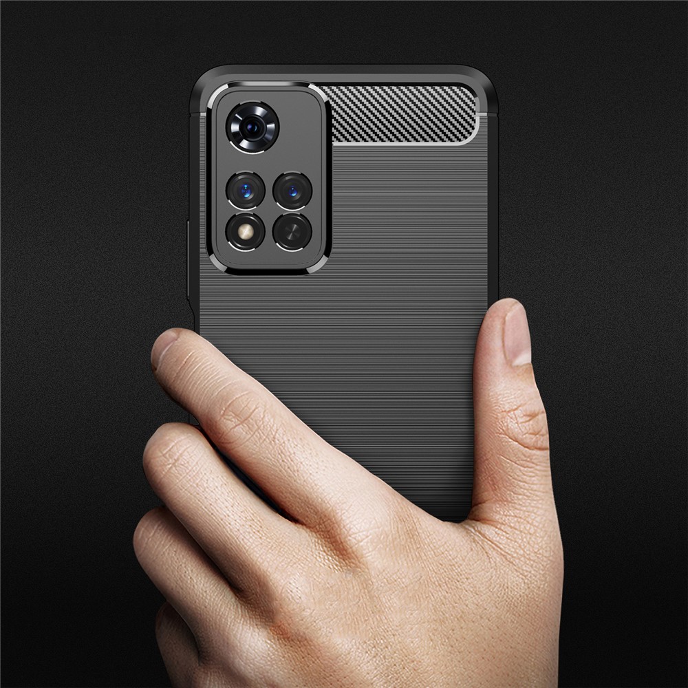 Carbon Fiber Brushed Style Soft TPU Slim Light Anti-slip Scratch-resistant Back Cover Shell for Xiaomi Redmi Note 11 Pro/Note 11 Pro+ - Black-7