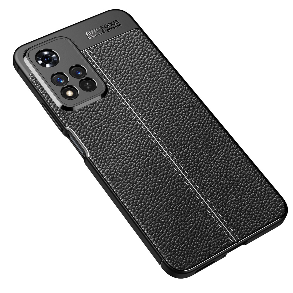 Light Thin Litchi Texture Flexible TPU Anti-scratch Phone Case Shell for Xiaomi Redmi Note 11 Pro/Note 11 Pro+ - Black-2