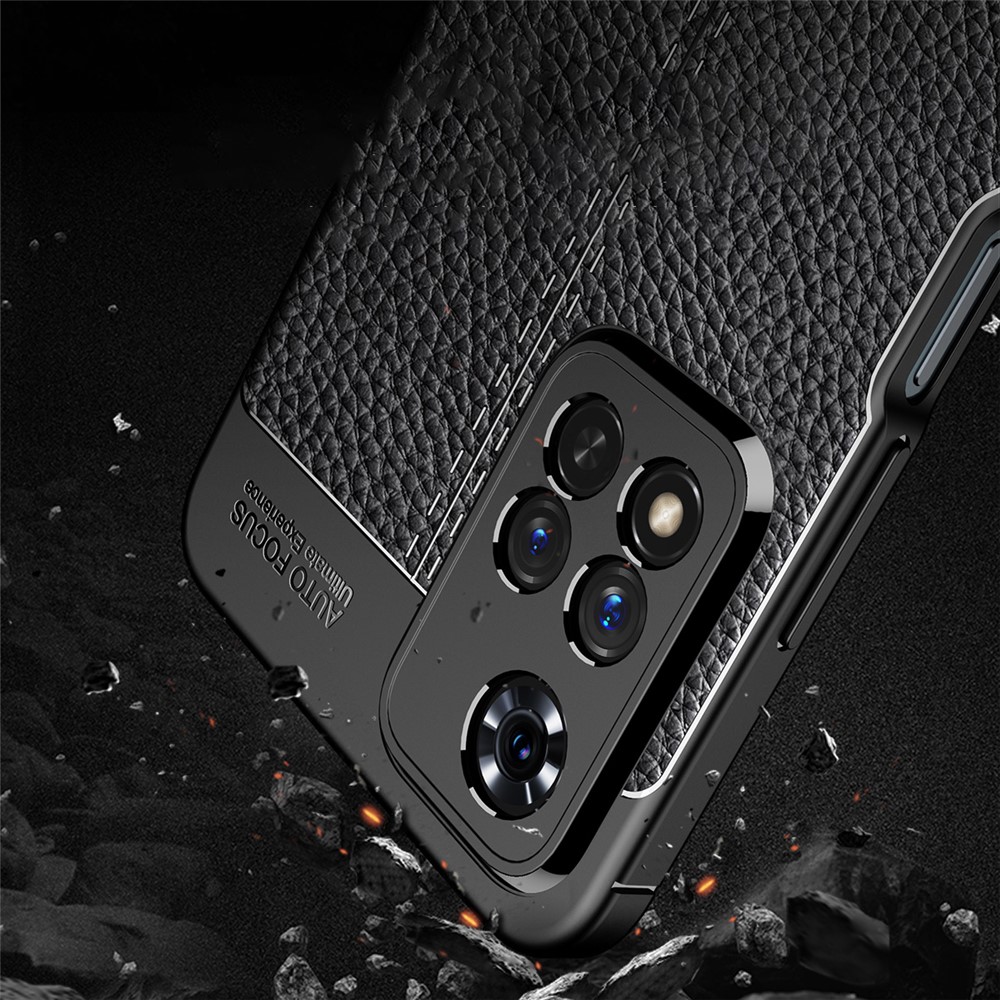 Light Thin Litchi Texture Flexible TPU Anti-scratch Phone Case Shell for Xiaomi Redmi Note 11 Pro/Note 11 Pro+ - Black-4