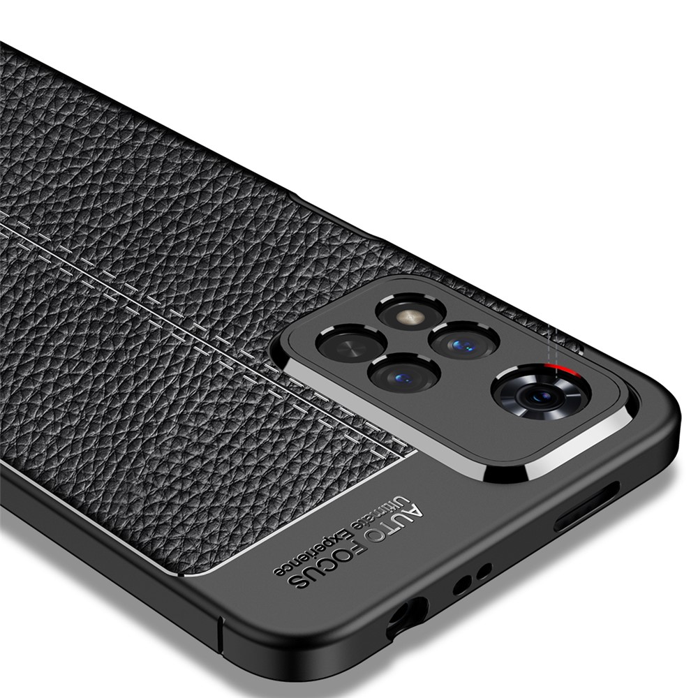 Light Thin Litchi Texture Flexible TPU Anti-scratch Phone Case Shell for Xiaomi Redmi Note 11 Pro/Note 11 Pro+ - Black-5