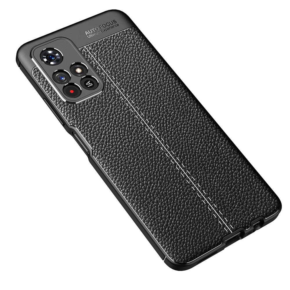 Light Slim Litchi Texture Soft Durable TPU Anti-fall Phone Case Shell for Xiaomi Redmi Note 11/Poco M4 Pro 5G - Black-2