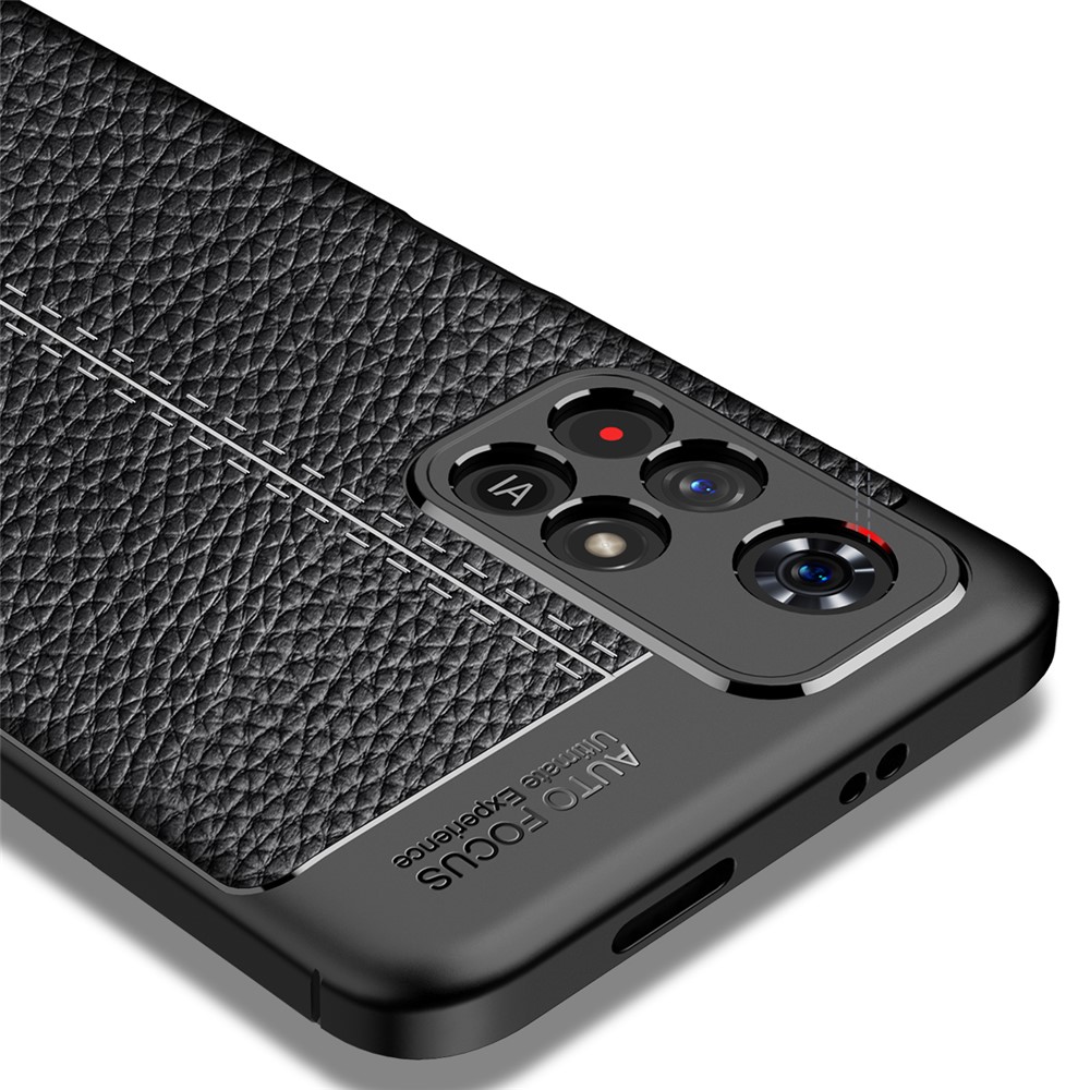 Light Slim Litchi Texture Soft Durable TPU Anti-fall Phone Case Shell for Xiaomi Redmi Note 11/Poco M4 Pro 5G - Black-5
