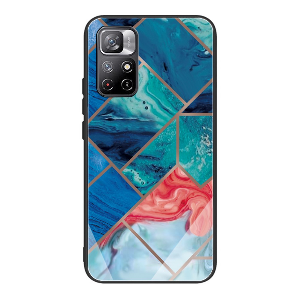 Marble Pattern Printing Anti-Scratch Soft TPU + Tempered Glass Back Protective Cover for Xiaomi Redmi Note 11 Pro / Note 11 Pro+ - Style A-1