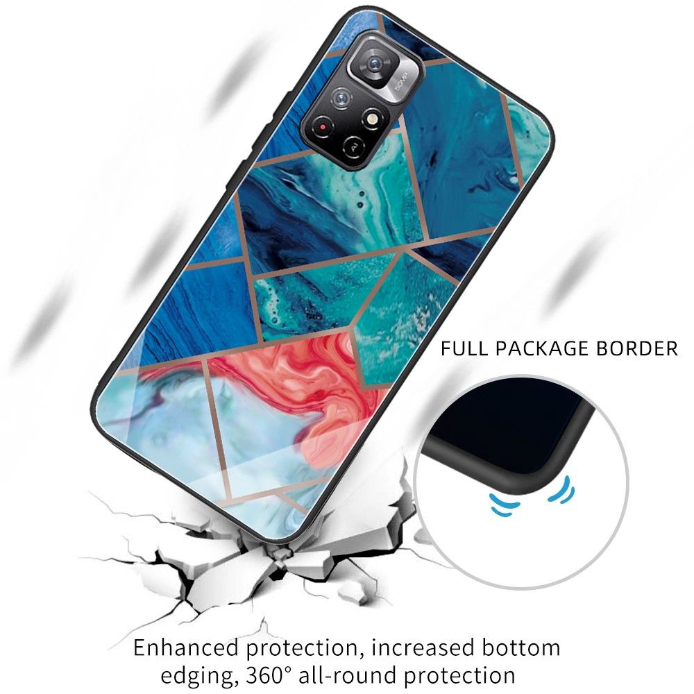 Marble Pattern Printing Anti-Scratch Soft TPU + Tempered Glass Back Protective Cover for Xiaomi Redmi Note 11 Pro / Note 11 Pro+ - Style A-2
