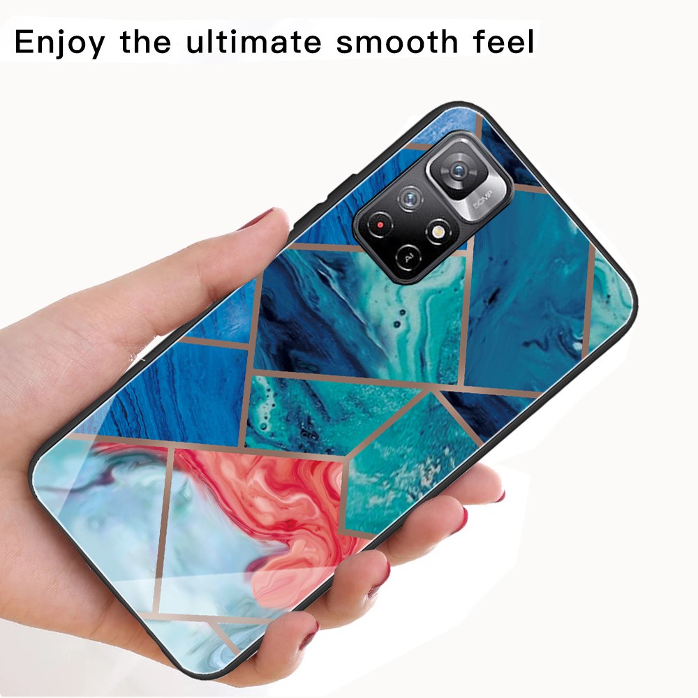 Marble Pattern Printing Anti-Scratch Soft TPU + Tempered Glass Back Protective Cover for Xiaomi Redmi Note 11 Pro / Note 11 Pro+ - Style A-3