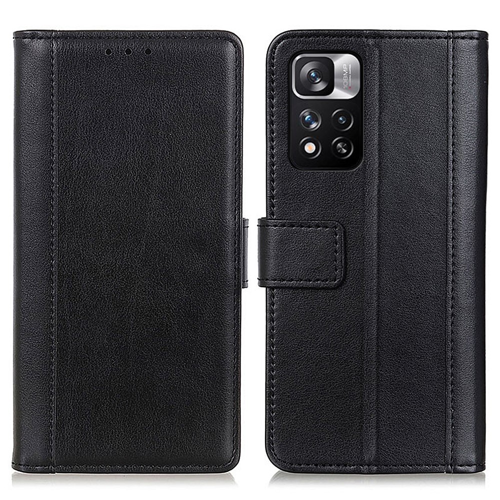 PU Leather Wallet Stand Case Soft TPU Shockproof Protective Flip Cover for Xiaomi Redmi Note 11 Pro / Note 11 Pro+ - Black-1