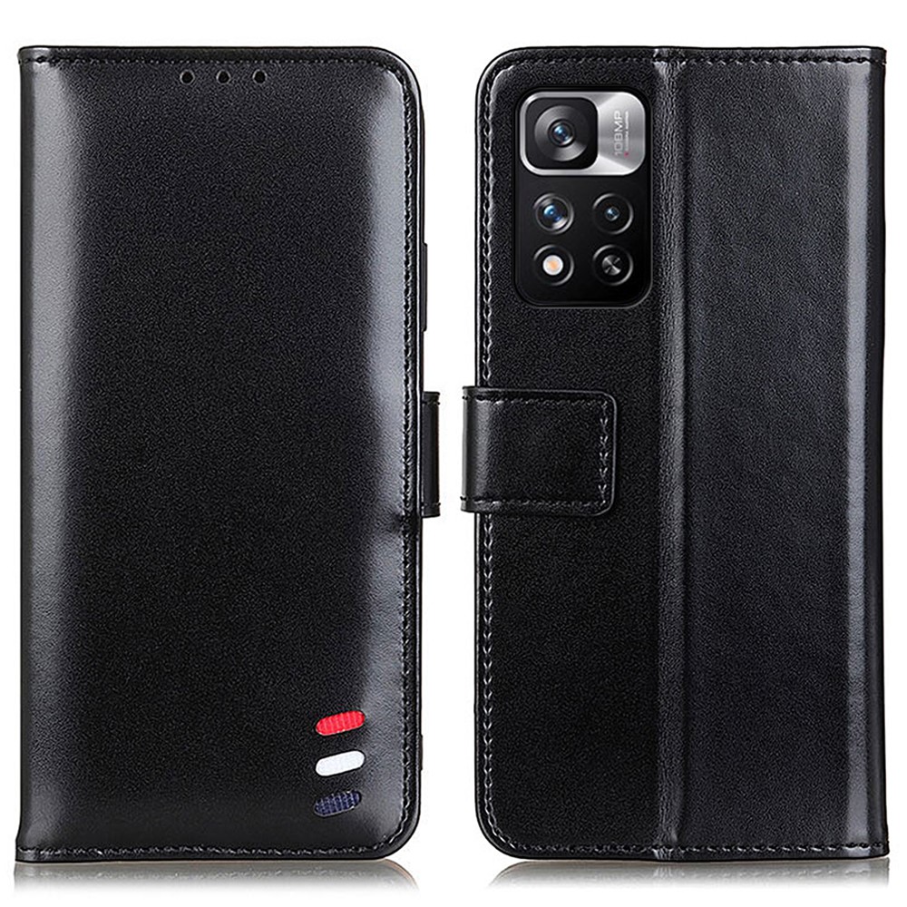 PU Leather Flip Wallet Case Shockproof TPU Shell Protective Cover with Stand for Xiaomi Redmi Note 11 Pro / Note 11 Pro+ - Black-1