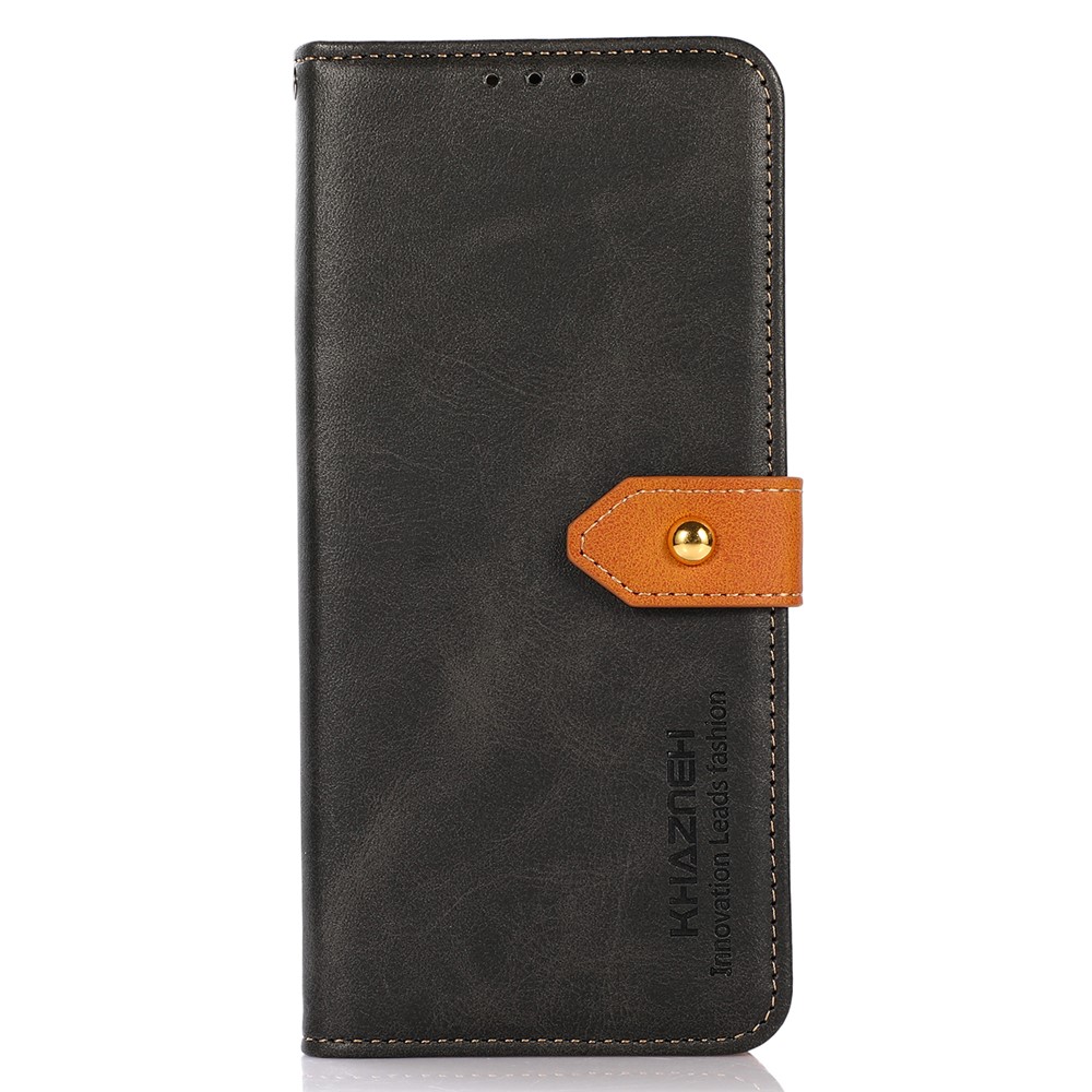 KHAZNEH Magnetic Golden Clasp PU Leather Cover Stand Wallet Flip Phone Case for Xiaomi Redmi Note 11 Pro / Note 11 Pro+ - Black-2