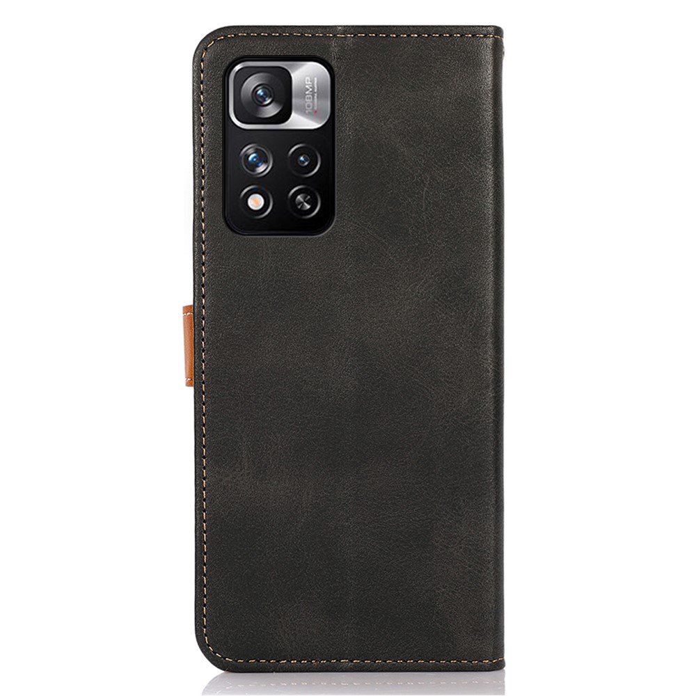 KHAZNEH Magnetic Golden Clasp PU Leather Cover Stand Wallet Flip Phone Case for Xiaomi Redmi Note 11 Pro / Note 11 Pro+ - Black-3