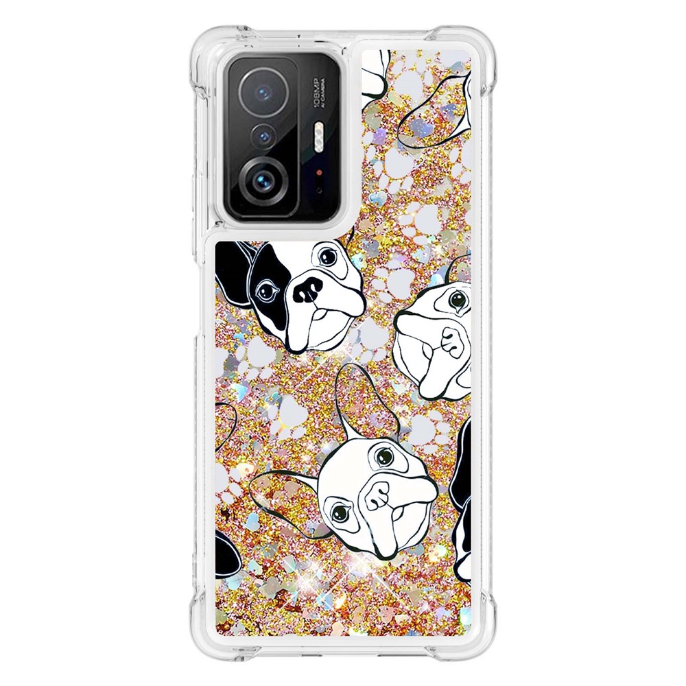 Liquid Quicksand Flowing TPU Phone Case Pattern Printing Shockproof Cover for Xiaomi 11T / 11T Pro - Back/White Puppy-2