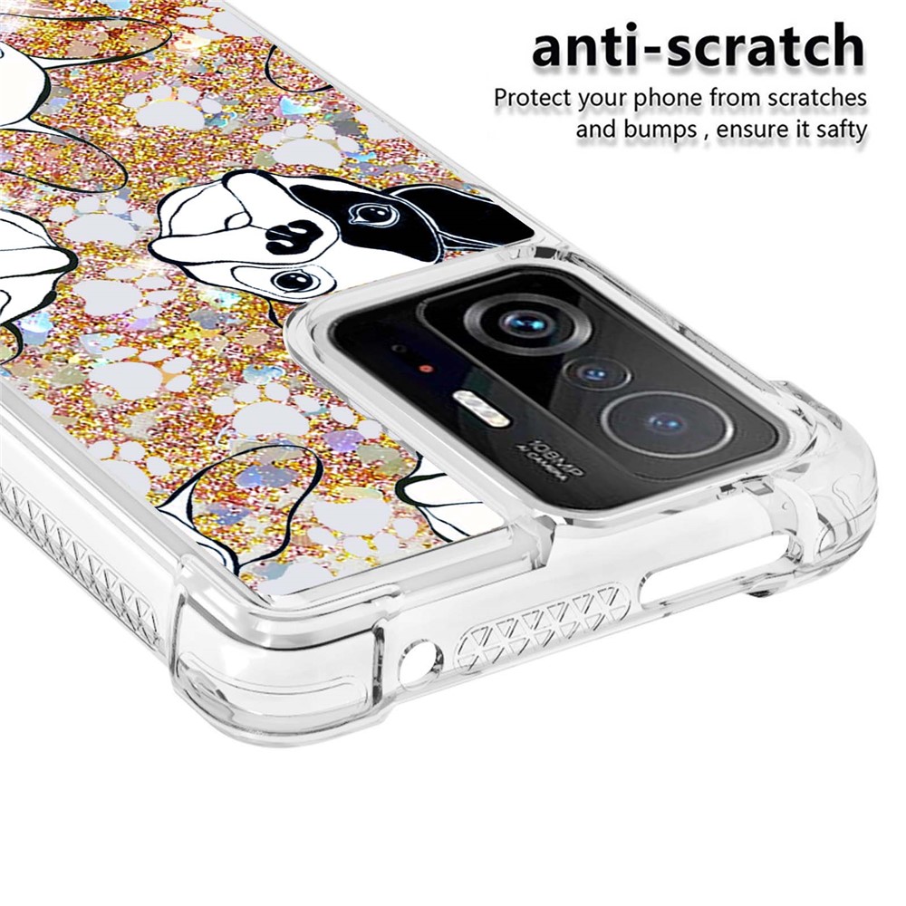 Liquid Quicksand Flowing TPU Phone Case Pattern Printing Shockproof Cover for Xiaomi 11T / 11T Pro - Back/White Puppy-3