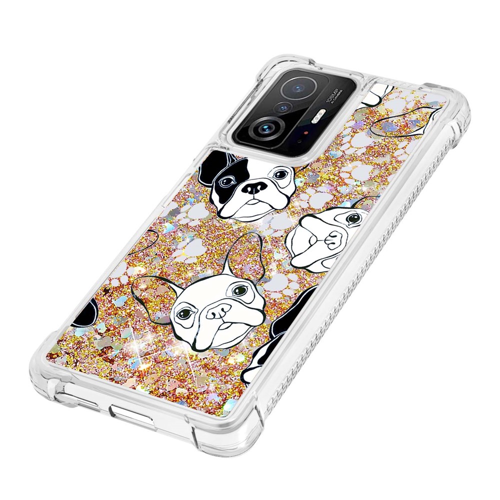 Liquid Quicksand Flowing TPU Phone Case Pattern Printing Shockproof Cover for Xiaomi 11T / 11T Pro - Back/White Puppy-5