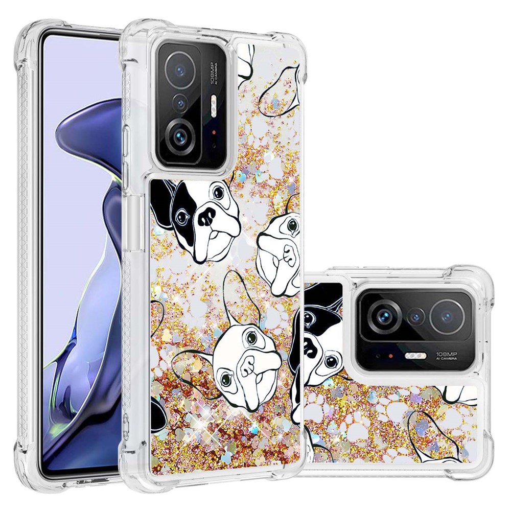 Liquid Quicksand Flowing TPU Phone Case Pattern Printing Shockproof Cover for Xiaomi 11T / 11T Pro - Back/White Puppy-6