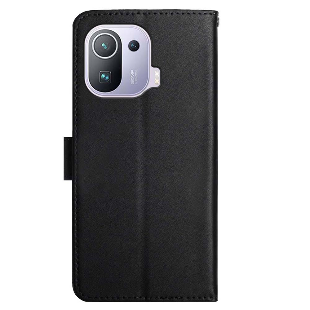 Nappa Texture Case Magnetic Clasp Wallet Stand Fall-resistant Genuine Leather Phone Case for Xiaomi Mi 11 Pro - Black-9