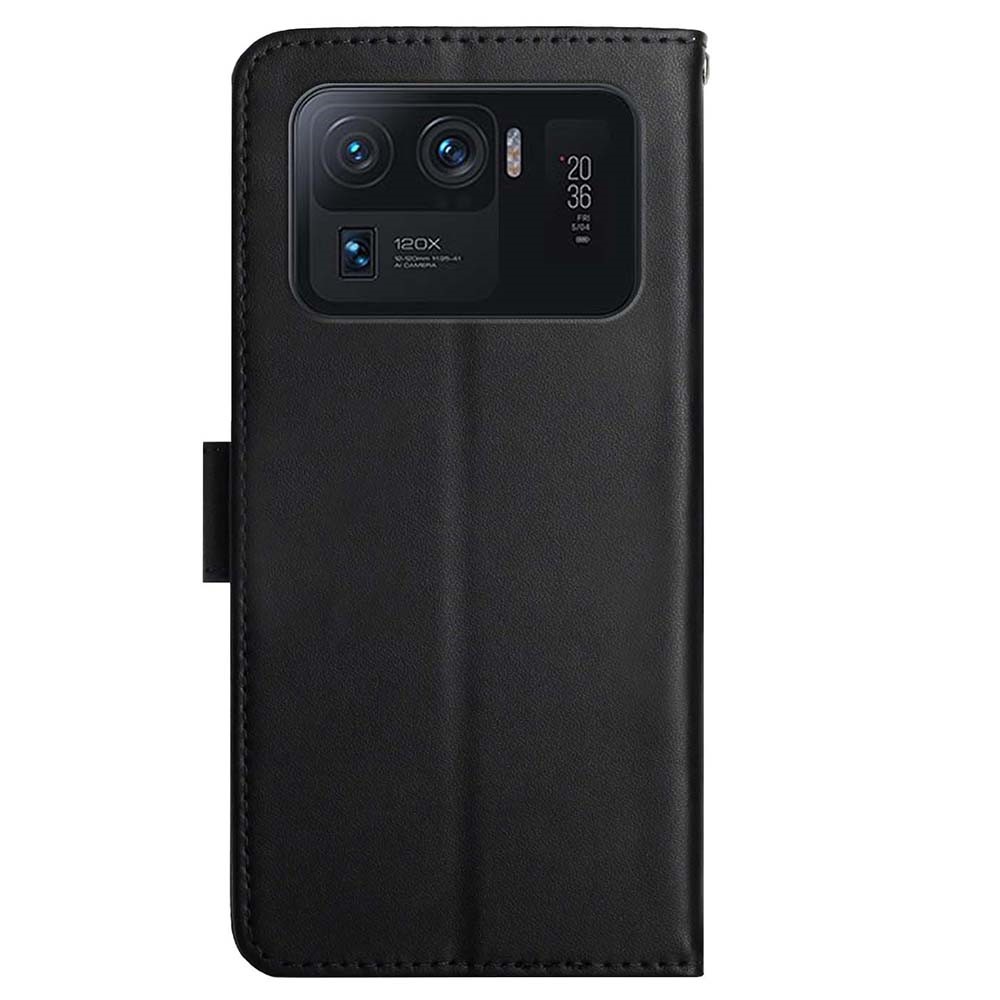 Fully Wrapped Nappa Texture Case Magnetic Clasp Wallet Genuine Leather Phone Case with Stand for Xiaomi Mi 11 Ultra - Black-9