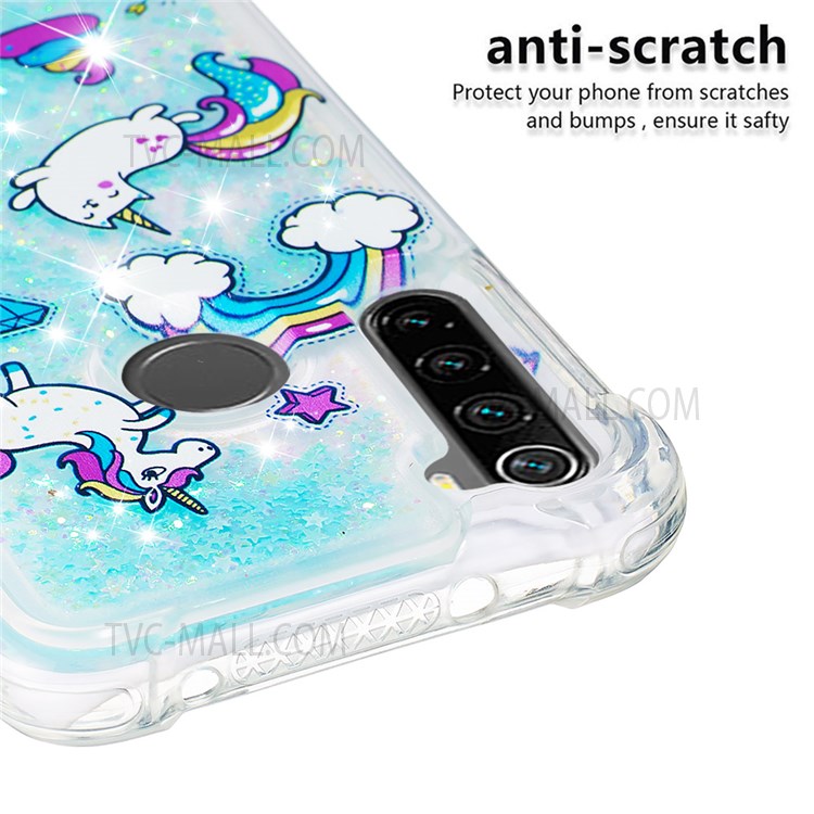 Quicksand Moving Glitter Pattern Printing Well-protected Stylish Case TPU Cover for Xiaomi Redmi Note 8/Note 8 2021 - Unicorns and Cat-4