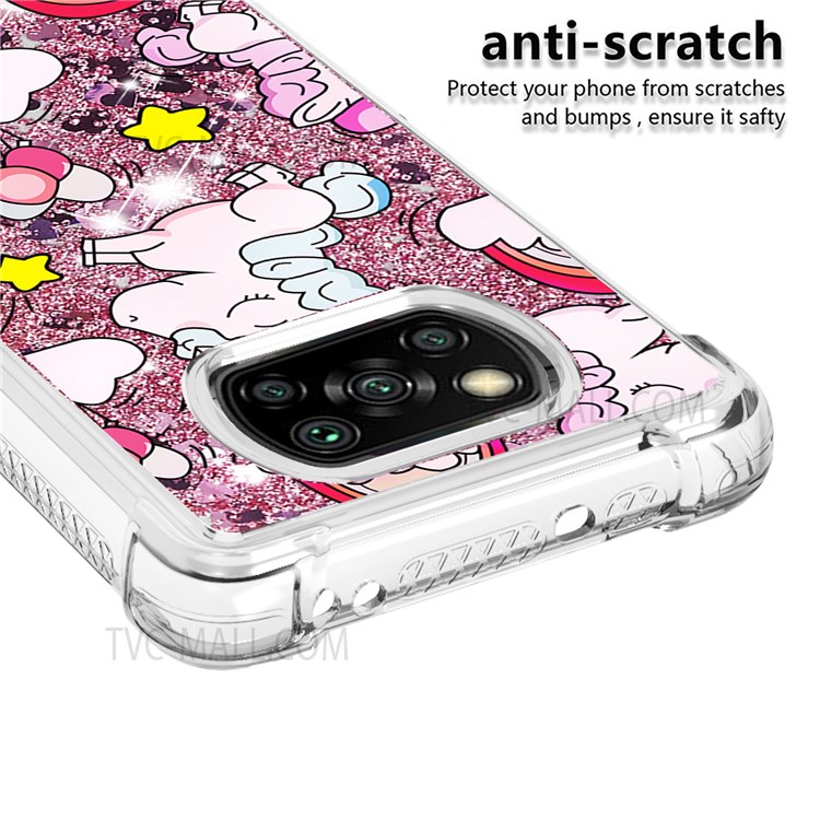Quicksand Moving Glitter Pattern Printing Scratch-resistant Case TPU Cover for Xiaomi Poco X3 NFC/Poco X3/Poco X3 Pro - Unicorns and Balloon-3