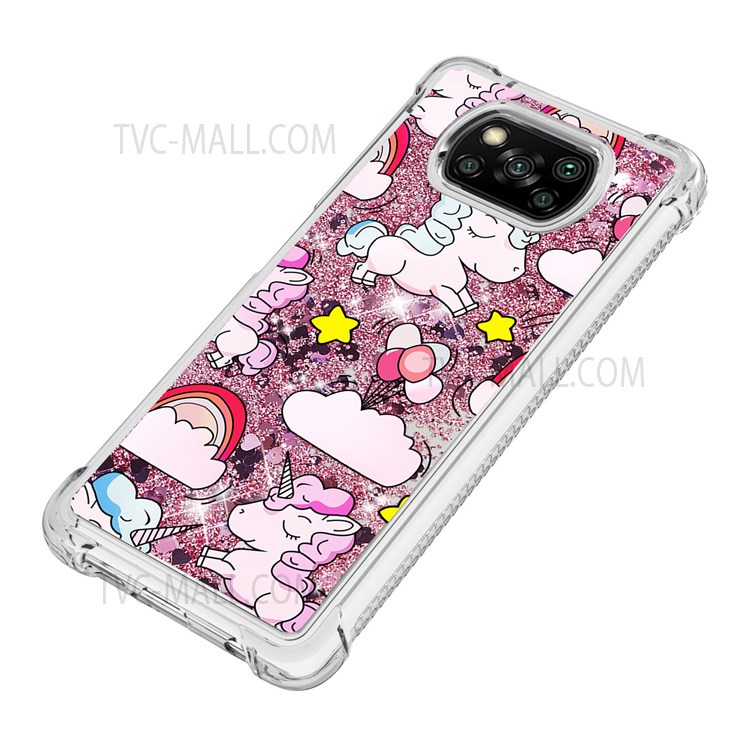 Quicksand Moving Glitter Pattern Printing Scratch-resistant Case TPU Cover for Xiaomi Poco X3 NFC/Poco X3/Poco X3 Pro - Unicorns and Balloon-5