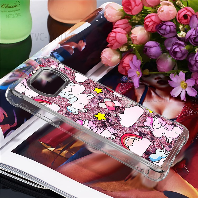 Quicksand Moving Glitter Pattern Printing Scratch-resistant Case TPU Cover for Xiaomi Poco X3 NFC/Poco X3/Poco X3 Pro - Unicorns and Balloon-7