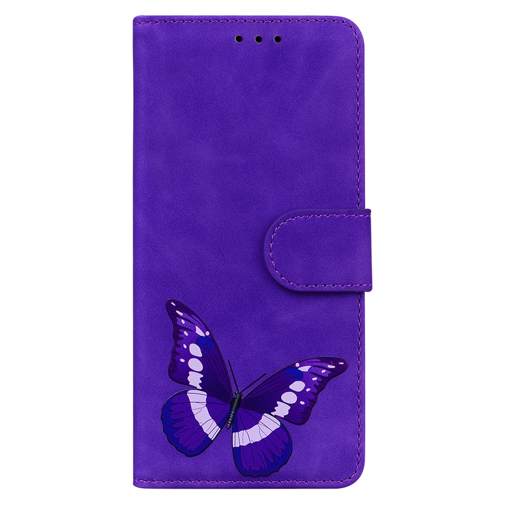 Butterfly Printing Skin-touch PU Leather Flip Cover Dual-sided Magnetic Clasp Wallet Stand Case for Xiaomi Redmi Note 11 Pro/Note 11 Pro+ - Purple-2