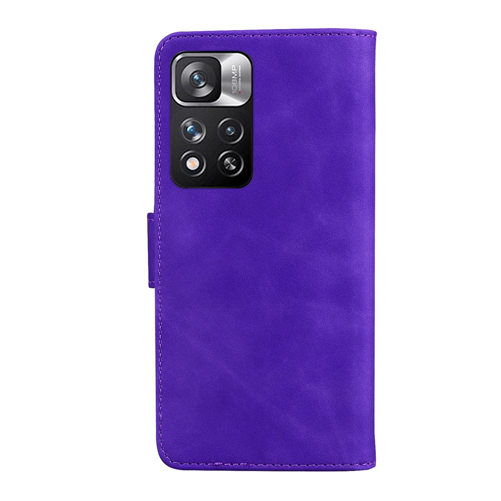 Butterfly Printing Skin-touch PU Leather Flip Cover Dual-sided Magnetic Clasp Wallet Stand Case for Xiaomi Redmi Note 11 Pro/Note 11 Pro+ - Purple-3