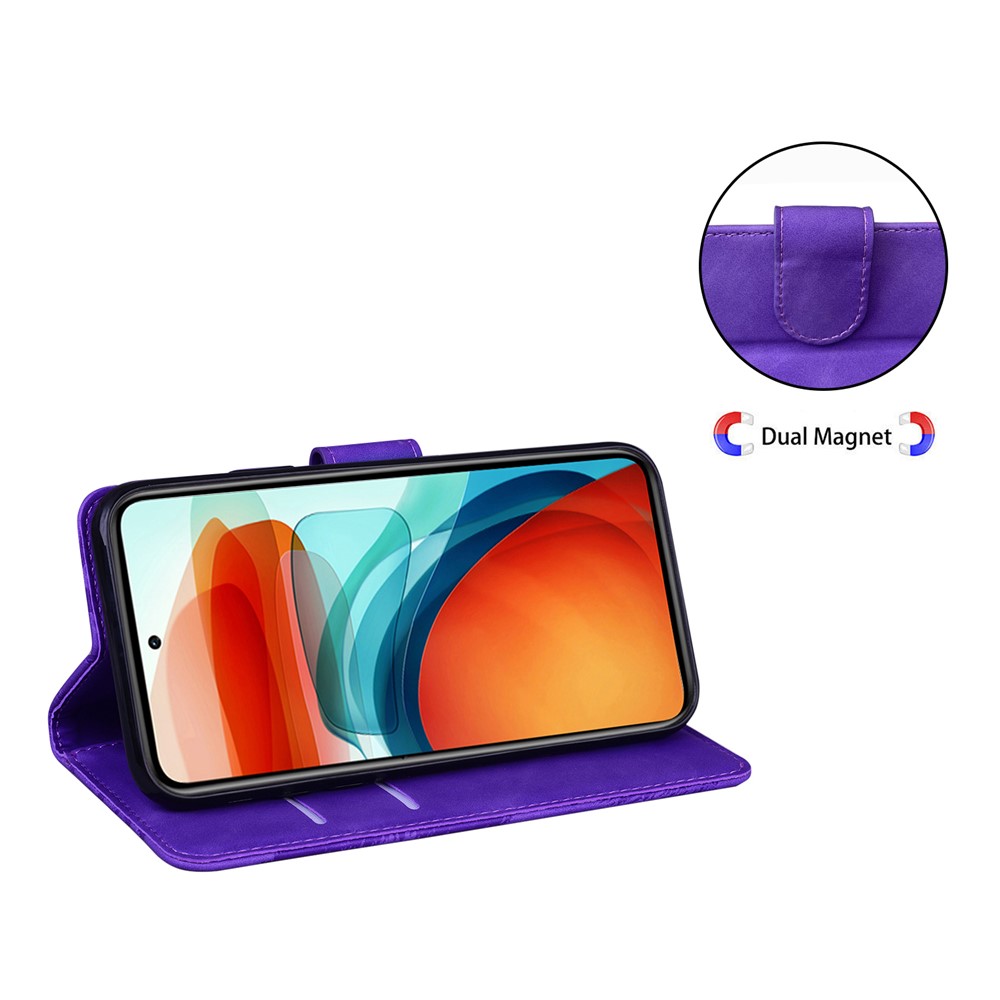 Butterfly Printing Skin-touch PU Leather Flip Cover Dual-sided Magnetic Clasp Wallet Stand Case for Xiaomi Redmi Note 11 Pro/Note 11 Pro+ - Purple-4