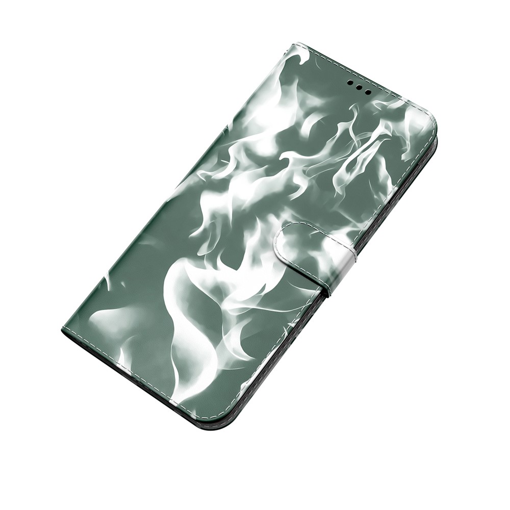Stylish Fog Pattern Printing Phone Case PU Leather Magnetic Clasp Scratch-resistant Wallet Cover with Stand for Xiaomi Redmi Note 11/Poco M4 Pro 5G - Green-7