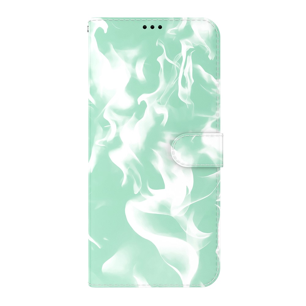 Stylish Fog Pattern Printing PU Leather Magnetic Clasp Shockproof Flip Folio Stand Wallet Phone Case for Xiaomi Redmi Note 11 Pro/Note 11 Pro+ - Cyan-2