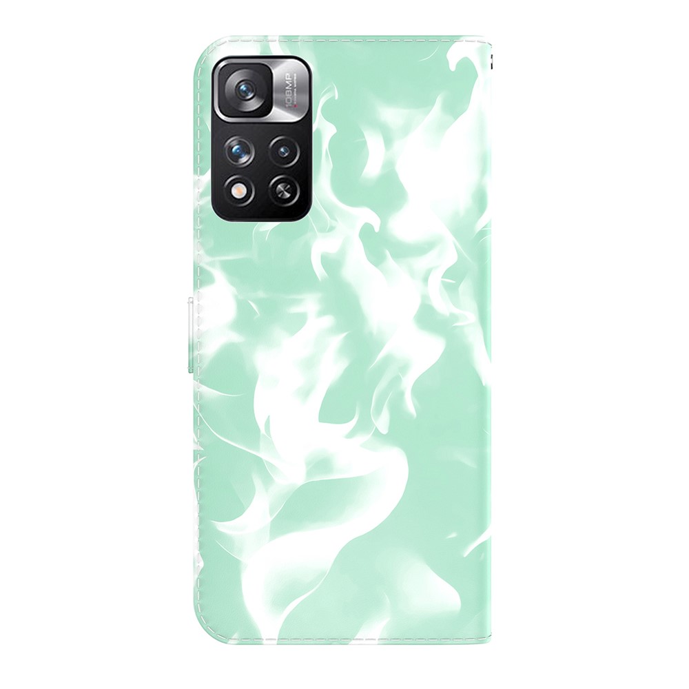 Stylish Fog Pattern Printing PU Leather Magnetic Clasp Shockproof Flip Folio Stand Wallet Phone Case for Xiaomi Redmi Note 11 Pro/Note 11 Pro+ - Cyan-3